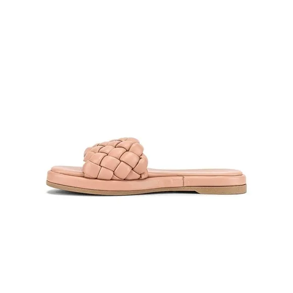 Seychelles Bellissima Woven Leather Sandals Slides in Nude V-Leather Size 8.5