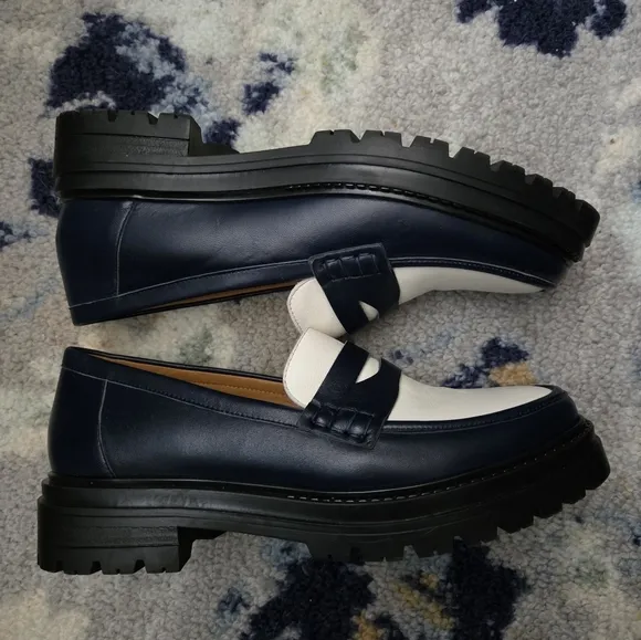 Sezane Albane Loafers in Multi Navy size 40