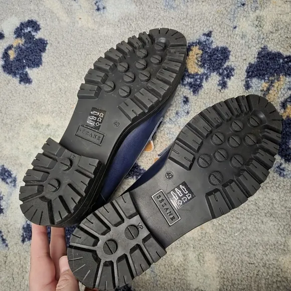 Sezane Albane Loafers in Multi Navy size 40