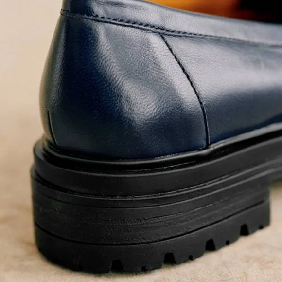 Sezane Albane Loafers in Multi Navy size 40