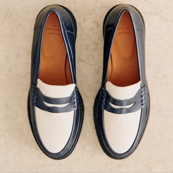 Sezane Albane Loafers in Multi Navy size 40