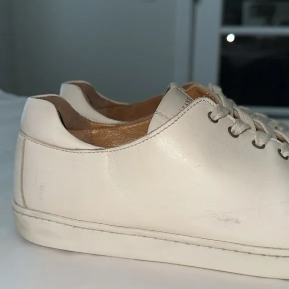Sezane Jack Cream Off-White Leather Trainers‎ Fashion Sneakers