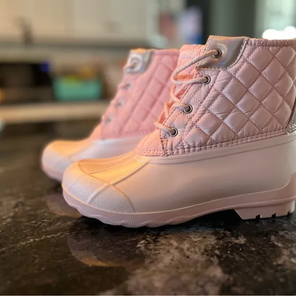 Sherry Pink Quilted Kids Boots