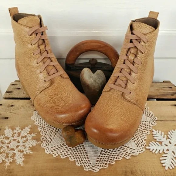 Sigourney Dansko Pro Honey Hobo Boot Lace-up Side-zip Ankle Booties Boho 37 39