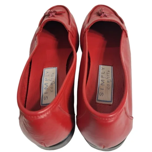 Simply Comfort Women's Loafers/Flats Red Leather 8‎