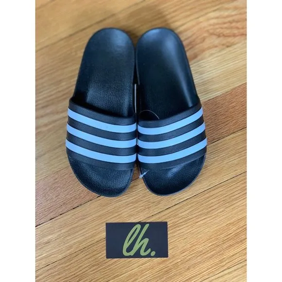 Size 5 Adidas Adilette Aqua Slides &quot;Black White&quot;