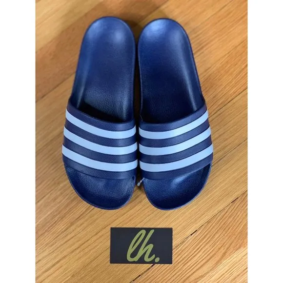Size 8 Adidas Adilette Aqua Slides &quot;Navy Blue&quot;