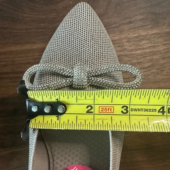 Skechers Cleo Point Flats Women's 9 Beige Taupe Glitzy Haze Knit Bow