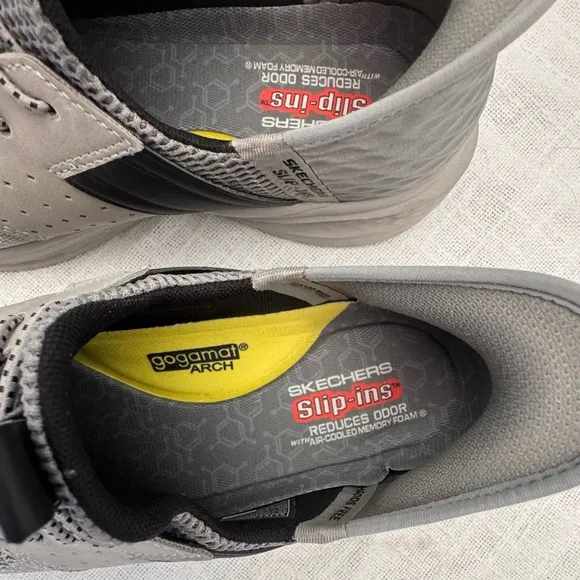 Skechers Slip On Sneakers Air-Cooled Memory Foam Shoes Gray SZ 9.5