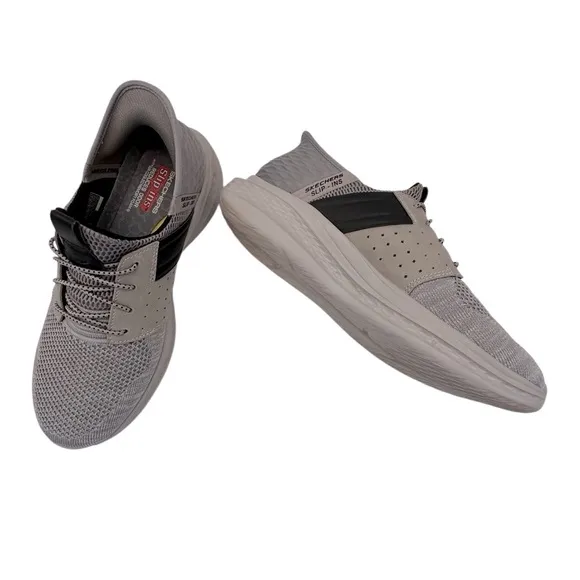 Skechers Slip On Sneakers Air-Cooled Memory Foam Shoes Gray SZ 9.5