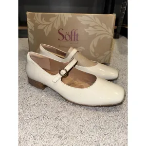 Sofft ELSEY Mary Jane Flats Womens Sz 10 M Tapioca Leather Patent Low Block Heel