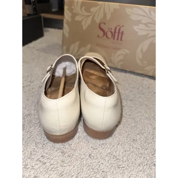 Sofft ELSEY Mary Jane Flats Womens Sz 10 M Tapioca Leather Patent Low Block Heel