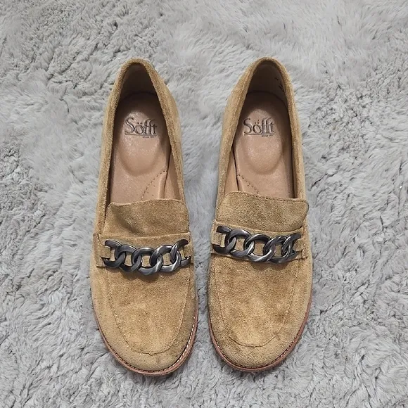 Sofft suede leather tan loafers