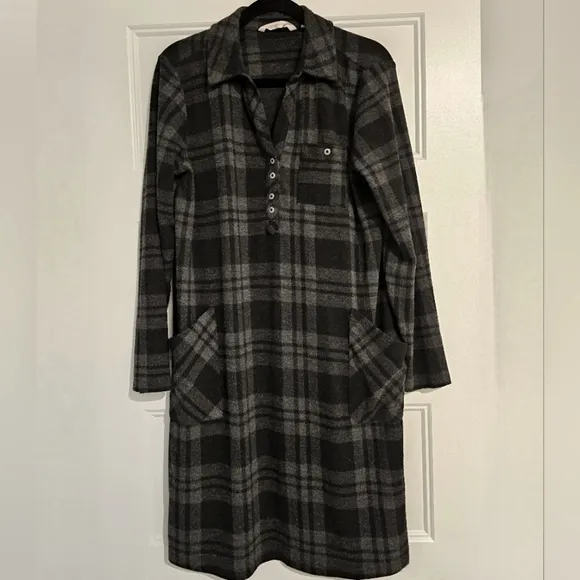 Soft Surroundings Fleece Plaid Dress sz medium