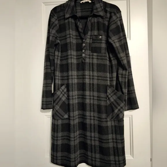 Soft Surroundings Fleece Plaid Dress sz medium