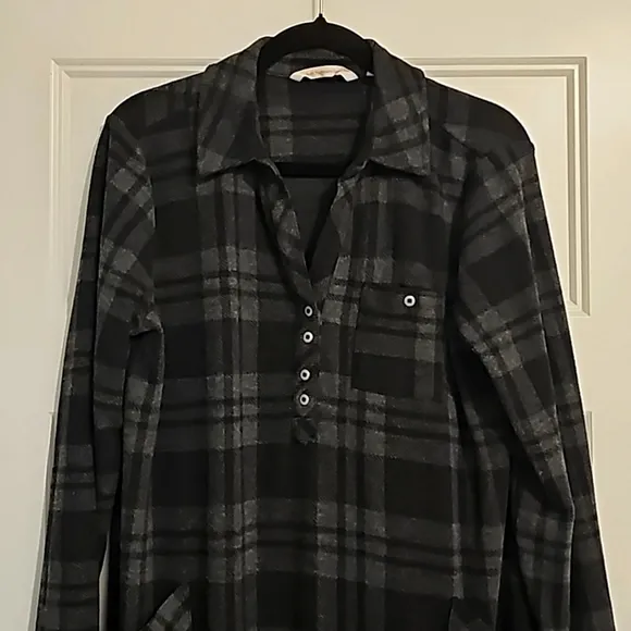 Soft Surroundings Fleece Plaid Dress sz medium