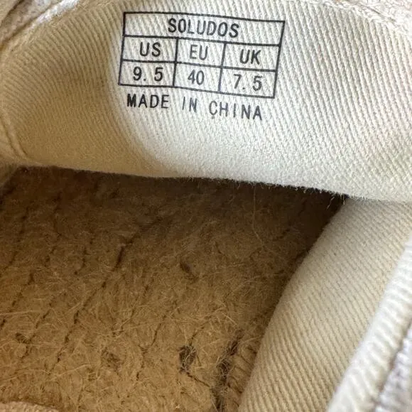 Soludos Floral Embroidered Espadrilles Sneakers Cream Women’s Size 9.5 US