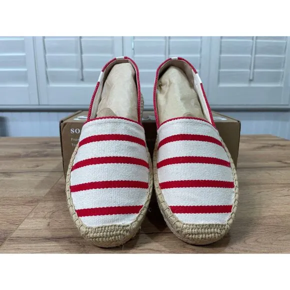 Soludos Womens The Original Espadrille Red Striped Beach Slip Ons Size 7/7.5 NIB
