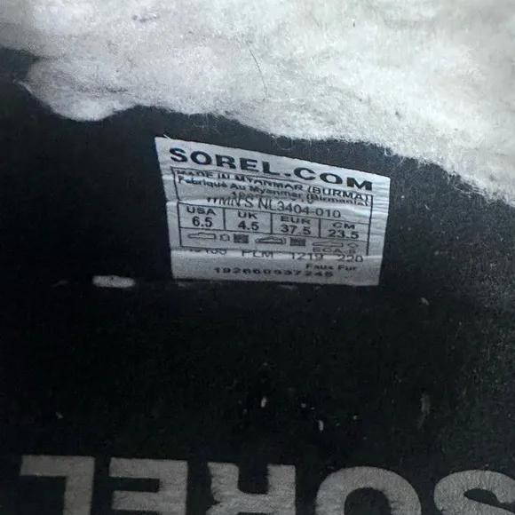 Sorel Black Winter &amp; Rain Boots with Faux Fur Womens 6.5
