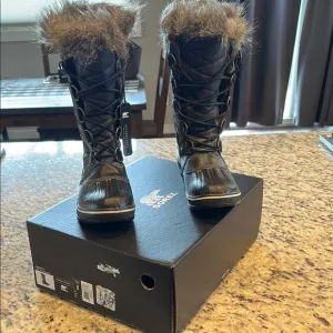 Sorel Black Winter &amp; Rain Boots with Fur Trim