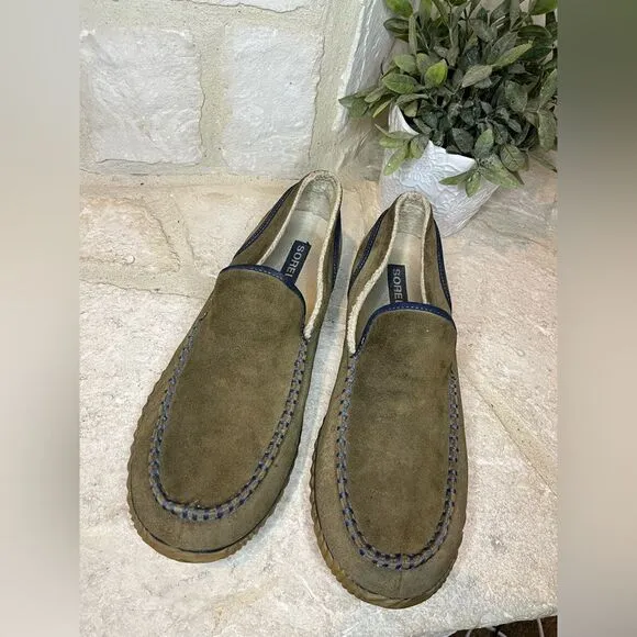 SOREL Dude Moc olive Green Grizzly Bear Slippers Casual Loafers Comfort sz 14