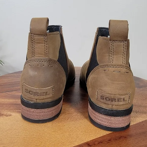 Sorel Emelie Chelsea Ankle Boots Waterproof Brown Leather Size 6