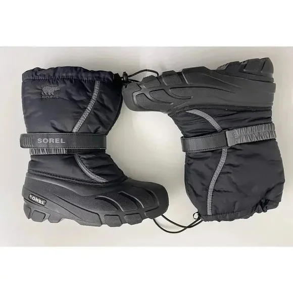 Sorel Flurry Weather Resistant Winter Snow Boots Black Sz 5