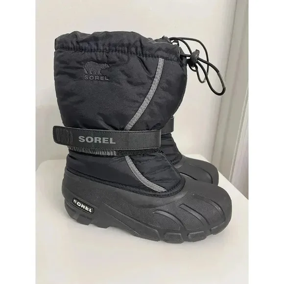 Sorel Flurry Weather Resistant Winter Snow Boots Black Sz 5