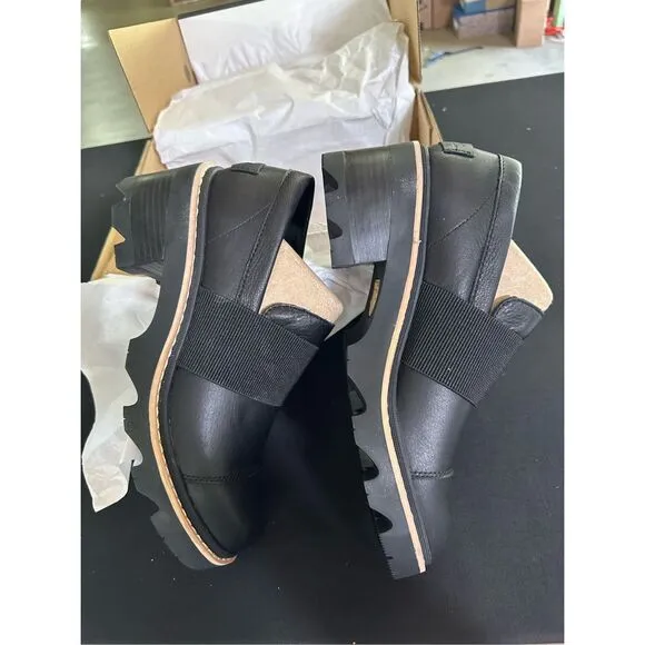 Sorel Joan Now Black Waterproof Lug Sole Loafers 9.5