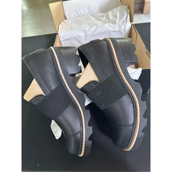 Sorel Joan Now Black Waterproof Lug Sole Loafers 9.5
