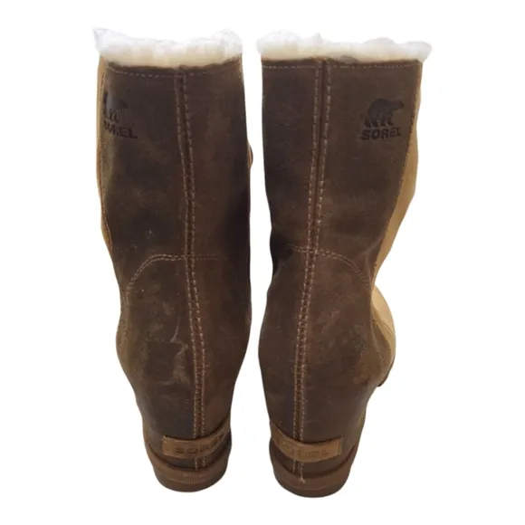 Sorel Joan Of Arctic Wedge II Shearling Boots Waterproof Leather Lace-up 9.5