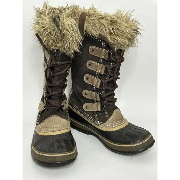 Sorel Joan of Arctic Womens Boots Size 7 Waterproof Leather NL1540-256 Brown