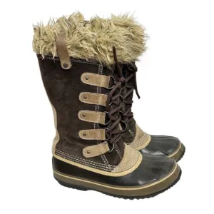 Sorel Joan of Arctic Womens Boots Size 7 Waterproof Leather NL1540-256 Brown