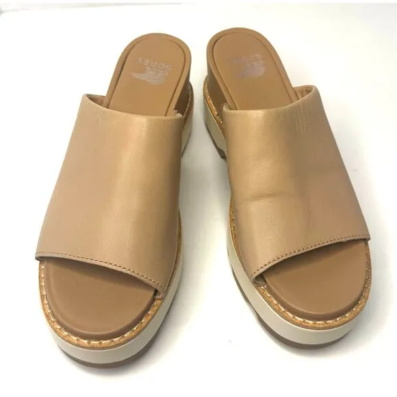 Sorel Joanie IV Slides Sandals Women Size 6.5 Honest Beige (Tan) Platform