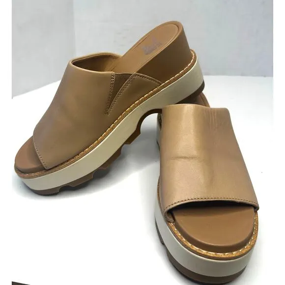 Sorel Joanie IV Slides Sandals Women Size 6.5 Honest Beige (Tan) Platform