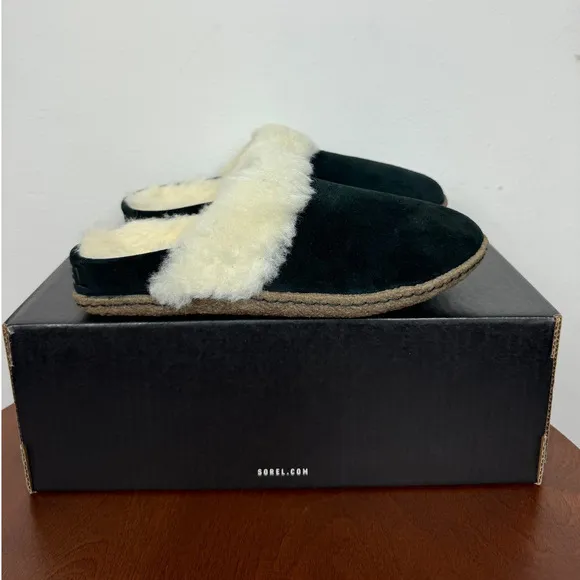 Sorel Nakiska Slide II Slipper in Black/Natural Size 6