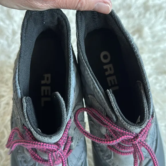 SOREL Out N About Plus Womens Quarry Waterproof Ankle Boots Sz 9 Gray Pink