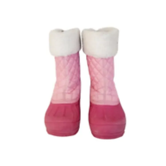 Sorel Powder Storm Pink Quilted Lined Pull On Winter Snow Boots Youth Girls SZ 3