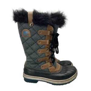 Sorel Tofino Felt Quilted Boots Grizzly Bear Siberia Women's Size 8 NL2113-242