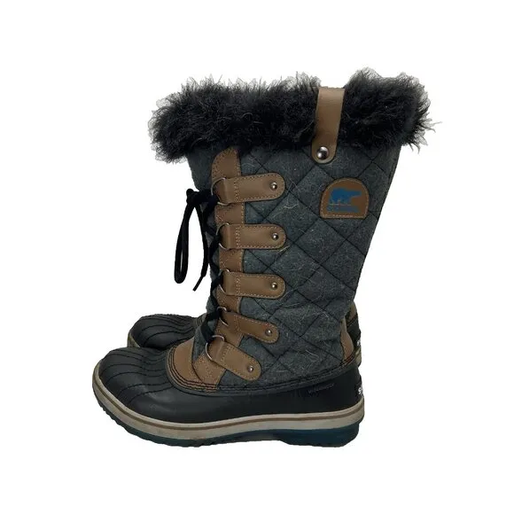 Sorel Tofino Felt Quilted Boots Grizzly Bear Siberia Women's Size 8 NL2113-242