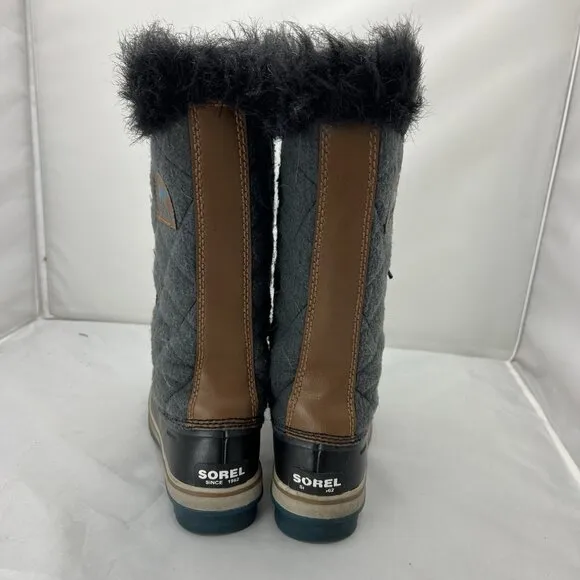 Sorel Tofino Felt Quilted Boots Grizzly Bear Siberia Women's Size 8 NL2113-242