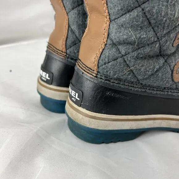 Sorel Tofino Felt Quilted Boots Grizzly Bear Siberia Women's Size 8 NL2113-242