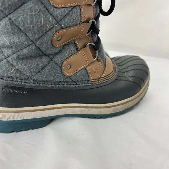 Sorel Tofino Felt Quilted Boots Grizzly Bear Siberia Women's Size 8 NL2113-242