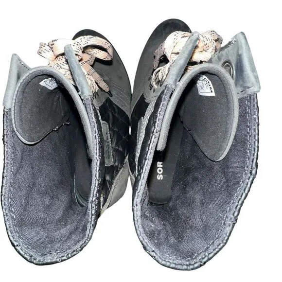 Sorel Women's Lexie Wedge‎ Felt Size 9 Green Camp-Dark Slate Waterproof Leather