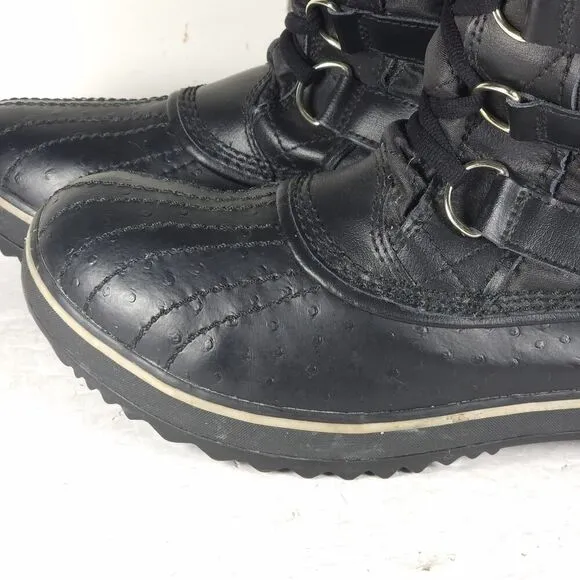 Sorel Women's Tofino II US10 Black Ston Waterproof Quilted Faux Fur Winter Boots