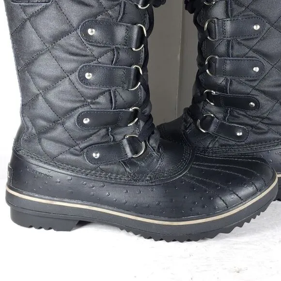 Sorel Women's Tofino II US10 Black Ston Waterproof Quilted Faux Fur Winter Boots