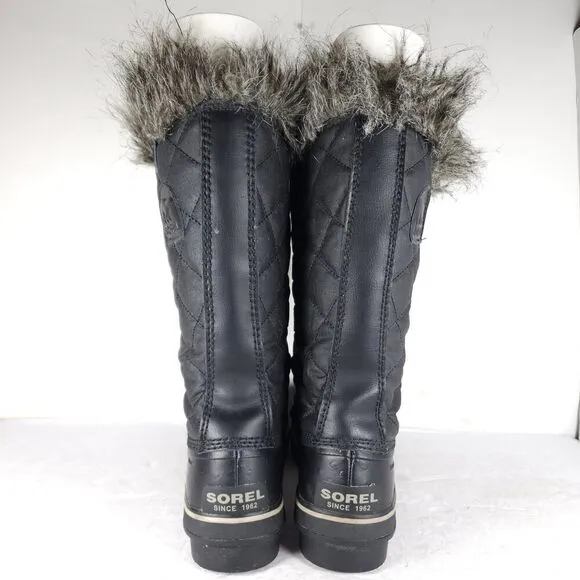 Sorel Women's Tofino II US10 Black Ston Waterproof Quilted Faux Fur Winter Boots