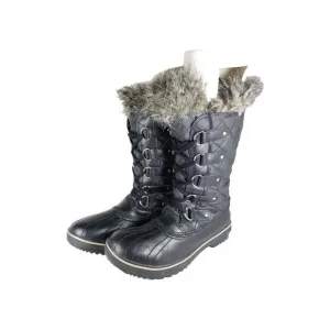 Sorel Women's Tofino II US10 Black Ston Waterproof Quilted Faux Fur Winter Boots