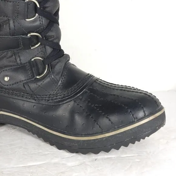 Sorel Women's Tofino II US10 Black Ston Waterproof Quilted Faux Fur Winter Boots