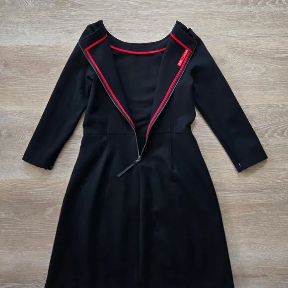Spanx Perfect A-Line 3/4 Sleeve Dress Black Small Work Travel Business Chic NWOT